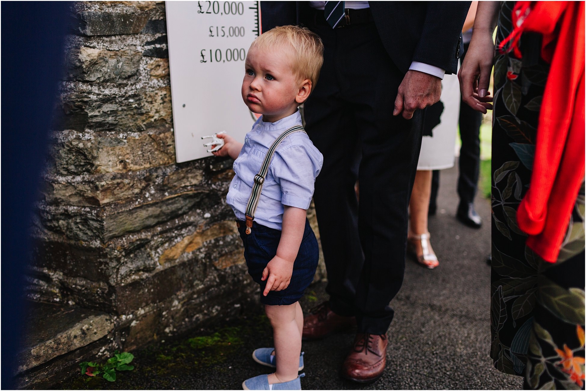 Young boy outside church